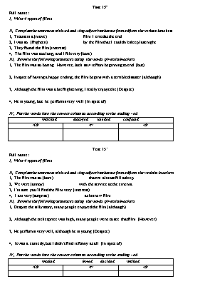 4 Đề kiểm tra 15 phút số 3 môn Tiếng Anh Lớp 6 (Thí điểm)